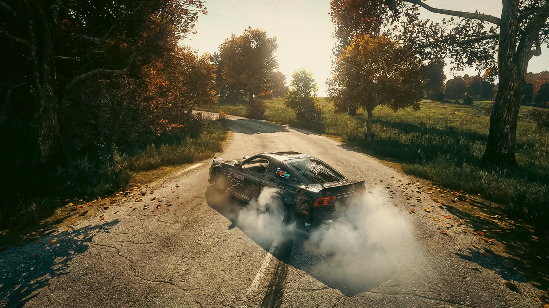 Custom sports car drifting on a Chernarus road